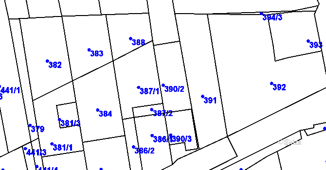 Parcela st. 390/2 v KÚ Silůvky, Katastrální mapa