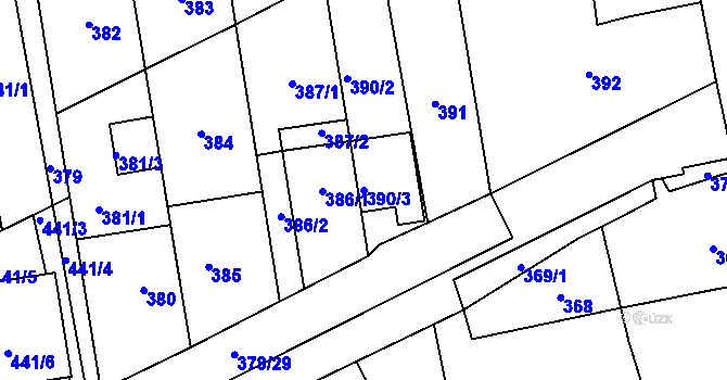 Parcela st. 390/3 v KÚ Silůvky, Katastrální mapa