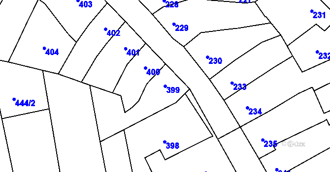 Parcela st. 399 v KÚ Silůvky, Katastrální mapa