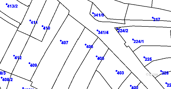 Parcela st. 406 v KÚ Silůvky, Katastrální mapa