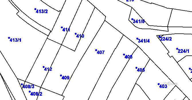 Parcela st. 407 v KÚ Silůvky, Katastrální mapa
