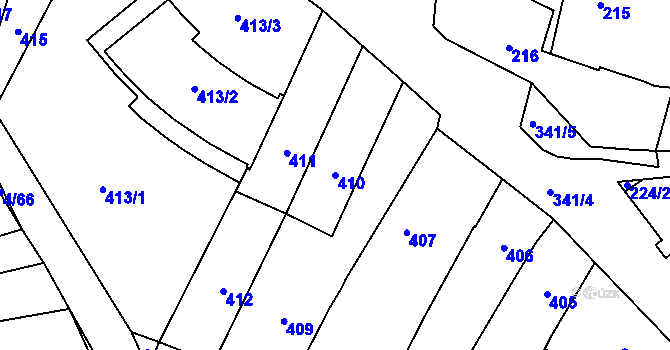 Parcela st. 410 v KÚ Silůvky, Katastrální mapa