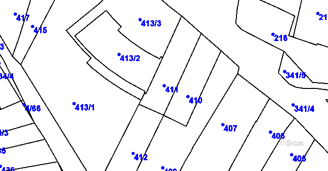 Parcela st. 411 v KÚ Silůvky, Katastrální mapa