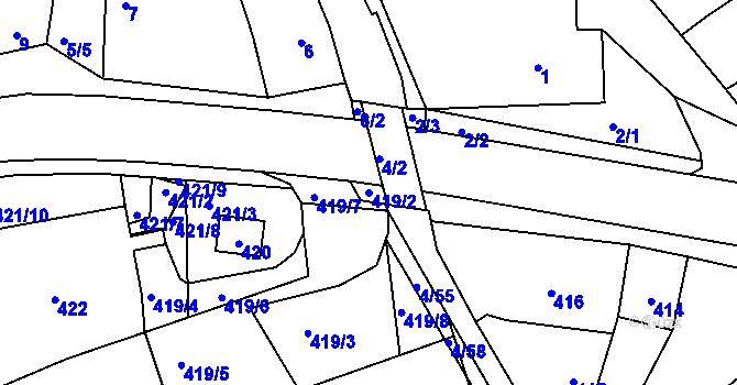 Parcela st. 419/2 v KÚ Silůvky, Katastrální mapa