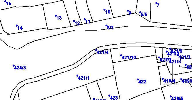 Parcela st. 421/4 v KÚ Silůvky, Katastrální mapa