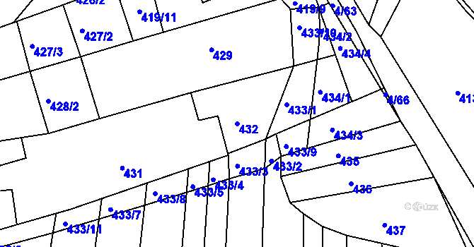 Parcela st. 432 v KÚ Silůvky, Katastrální mapa