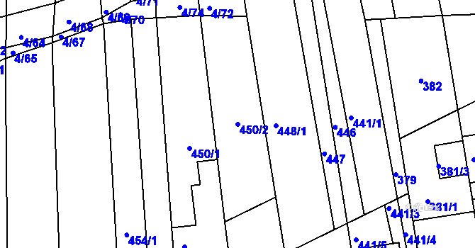 Parcela st. 450/2 v KÚ Silůvky, Katastrální mapa