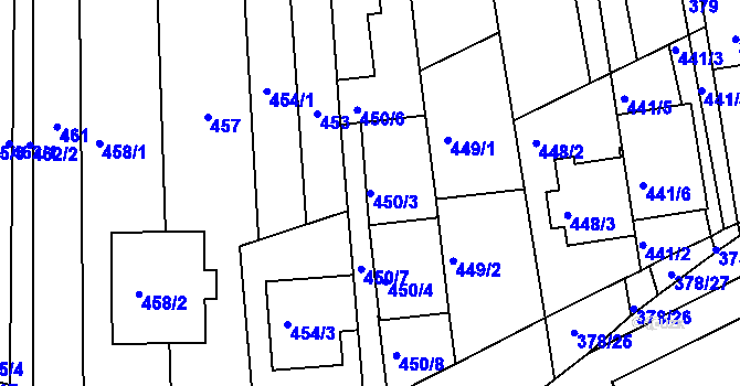 Parcela st. 450/3 v KÚ Silůvky, Katastrální mapa