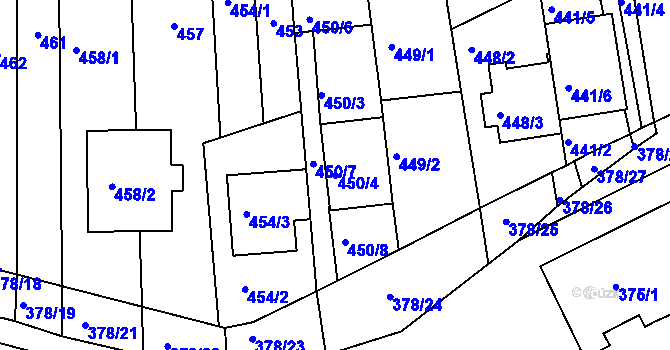 Parcela st. 450/4 v KÚ Silůvky, Katastrální mapa