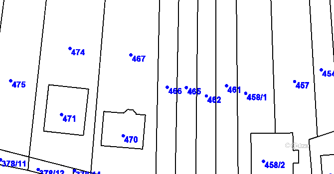 Parcela st. 466 v KÚ Silůvky, Katastrální mapa