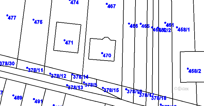 Parcela st. 470 v KÚ Silůvky, Katastrální mapa