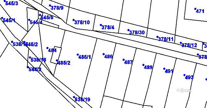 Parcela st. 486 v KÚ Silůvky, Katastrální mapa