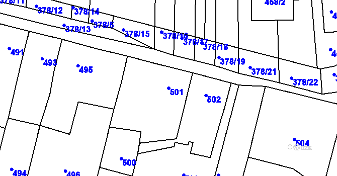 Parcela st. 501 v KÚ Silůvky, Katastrální mapa