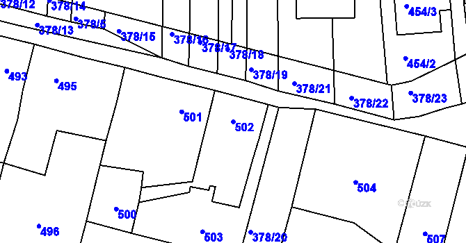 Parcela st. 502 v KÚ Silůvky, Katastrální mapa
