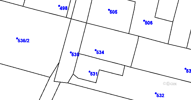 Parcela st. 534 v KÚ Silůvky, Katastrální mapa
