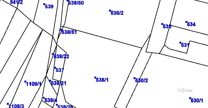 Parcela st. 536 v KÚ Silůvky, Katastrální mapa