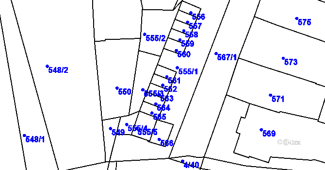 Parcela st. 562 v KÚ Silůvky, Katastrální mapa