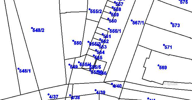 Parcela st. 564 v KÚ Silůvky, Katastrální mapa