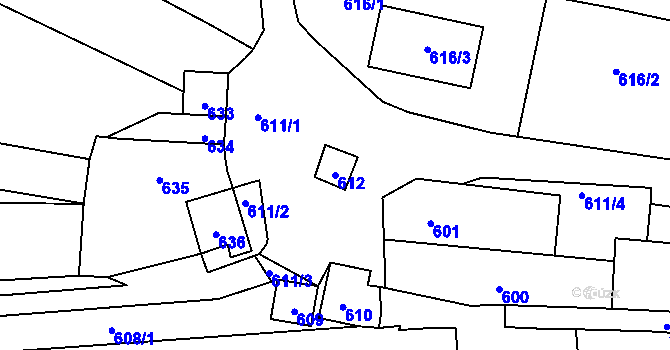 Parcela st. 612 v KÚ Silůvky, Katastrální mapa