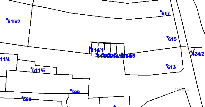 Parcela st. 614/3 v KÚ Silůvky, Katastrální mapa
