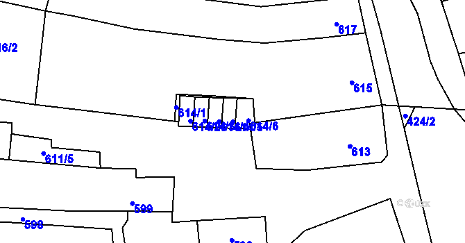 Parcela st. 614/5 v KÚ Silůvky, Katastrální mapa