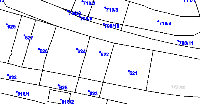 Parcela st. 622 v KÚ Silůvky, Katastrální mapa