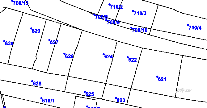 Parcela st. 624 v KÚ Silůvky, Katastrální mapa