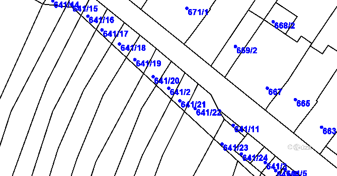 Parcela st. 641/2 v KÚ Silůvky, Katastrální mapa