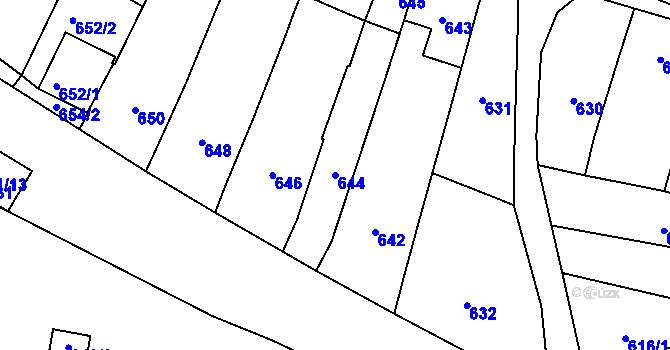 Parcela st. 644 v KÚ Silůvky, Katastrální mapa