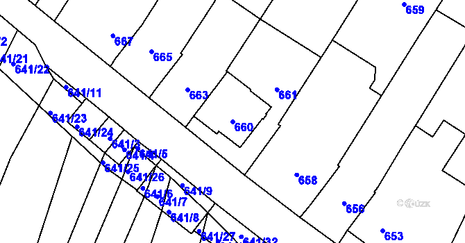 Parcela st. 660 v KÚ Silůvky, Katastrální mapa