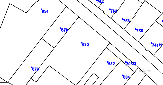 Parcela st. 680 v KÚ Silůvky, Katastrální mapa