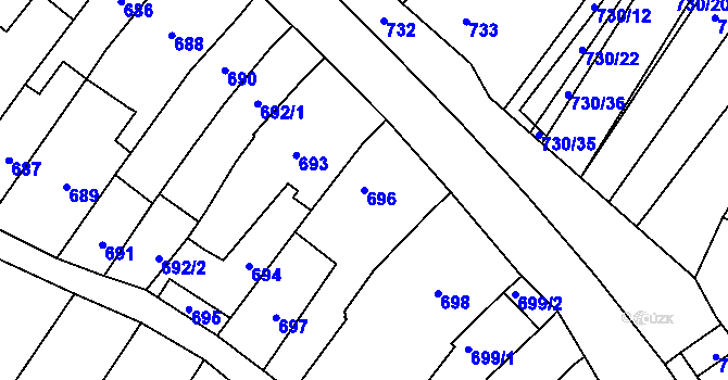 Parcela st. 696 v KÚ Silůvky, Katastrální mapa