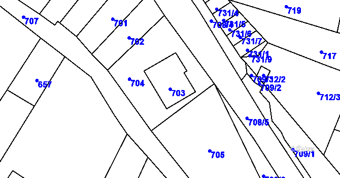Parcela st. 703 v KÚ Silůvky, Katastrální mapa