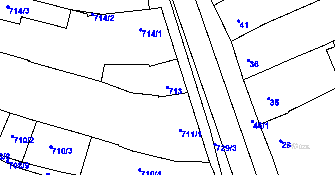 Parcela st. 713 v KÚ Silůvky, Katastrální mapa