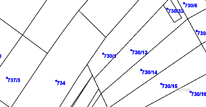 Parcela st. 730/1 v KÚ Silůvky, Katastrální mapa