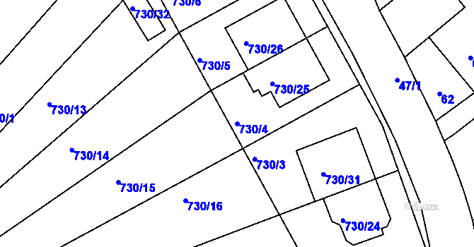 Parcela st. 730/4 v KÚ Silůvky, Katastrální mapa
