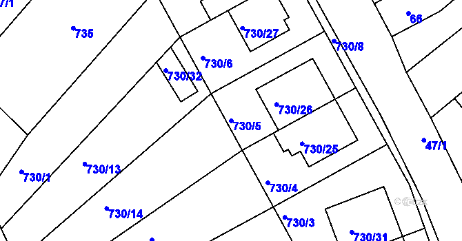 Parcela st. 730/5 v KÚ Silůvky, Katastrální mapa