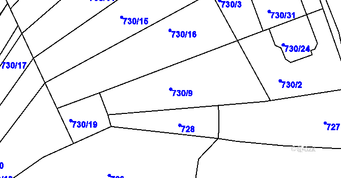 Parcela st. 730/9 v KÚ Silůvky, Katastrální mapa