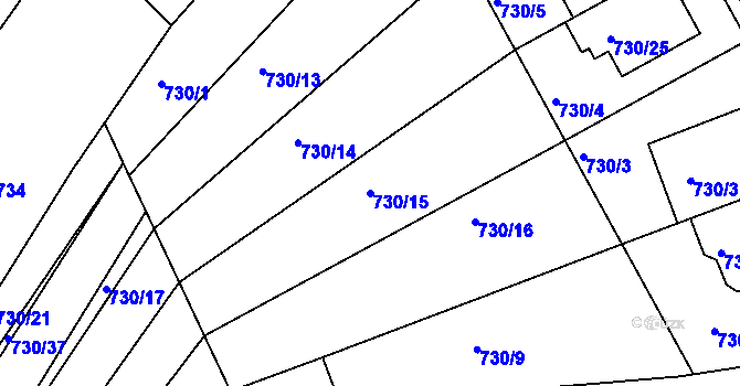 Parcela st. 730/15 v KÚ Silůvky, Katastrální mapa