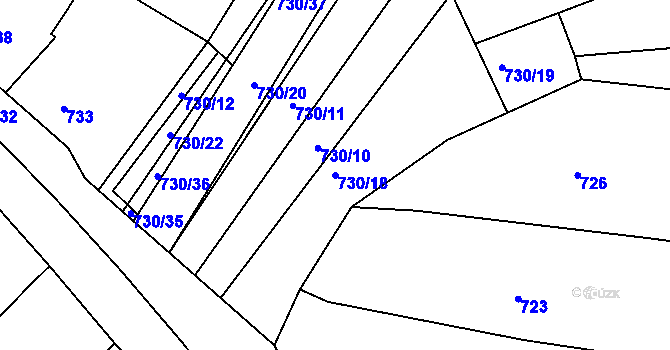 Parcela st. 730/18 v KÚ Silůvky, Katastrální mapa