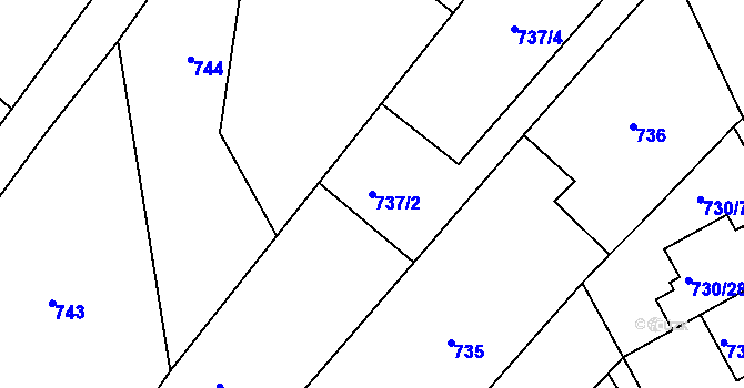Parcela st. 737/2 v KÚ Silůvky, Katastrální mapa