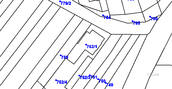 Parcela st. 752/1 v KÚ Silůvky, Katastrální mapa