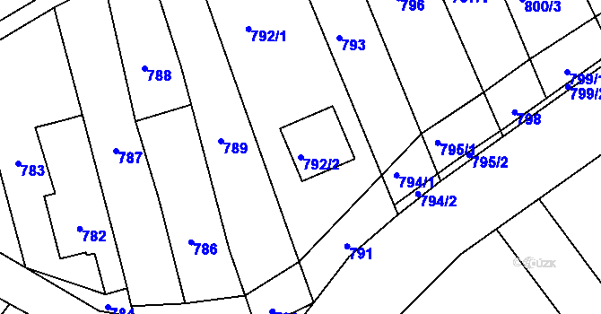 Parcela st. 792/2 v KÚ Silůvky, Katastrální mapa