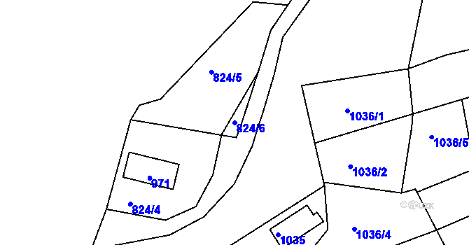 Parcela st. 824/6 v KÚ Silůvky, Katastrální mapa
