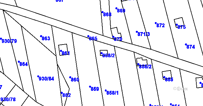 Parcela st. 858/2 v KÚ Silůvky, Katastrální mapa