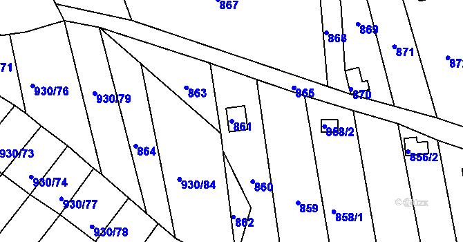 Parcela st. 861 v KÚ Silůvky, Katastrální mapa