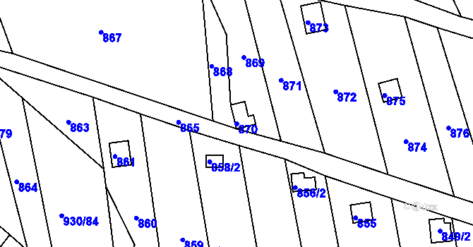Parcela st. 870 v KÚ Silůvky, Katastrální mapa