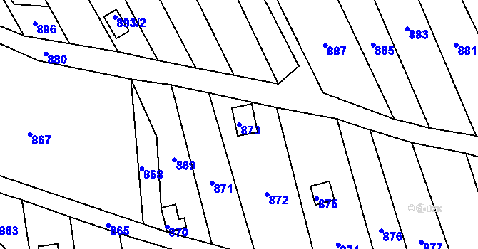 Parcela st. 873 v KÚ Silůvky, Katastrální mapa