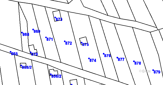 Parcela st. 875 v KÚ Silůvky, Katastrální mapa