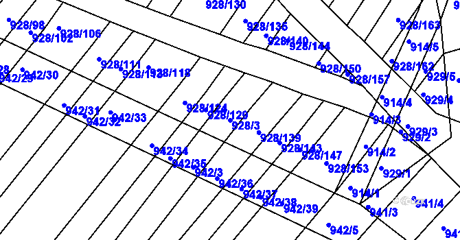 Parcela st. 928/3 v KÚ Silůvky, Katastrální mapa
